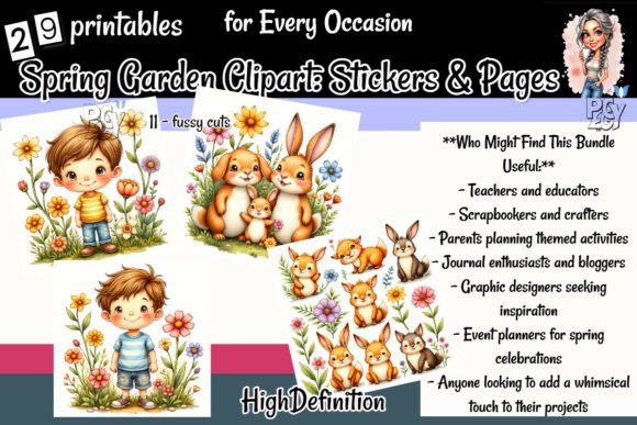 Download Spring Garden Clipart Stickers &amp; Pages - Stickers Collection
