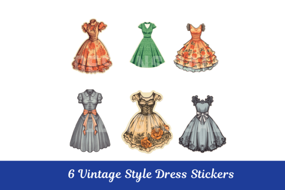 Download Vintage Dress Fussy Cuts Retro Sticker - Vintage Collection