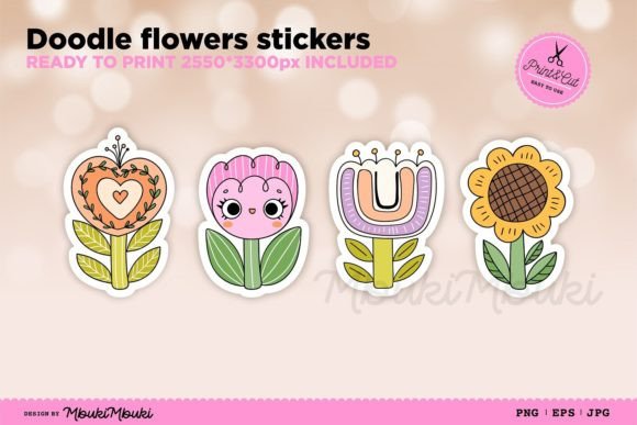 Download Doodle Flower Stickers - Stickers Collection