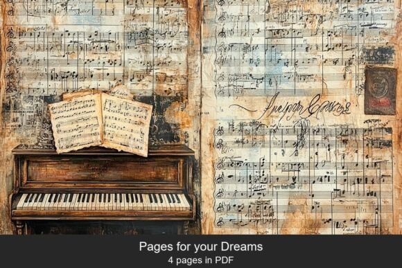 Download Vintage Music Sheet Collage Pages - Vintage Collection
