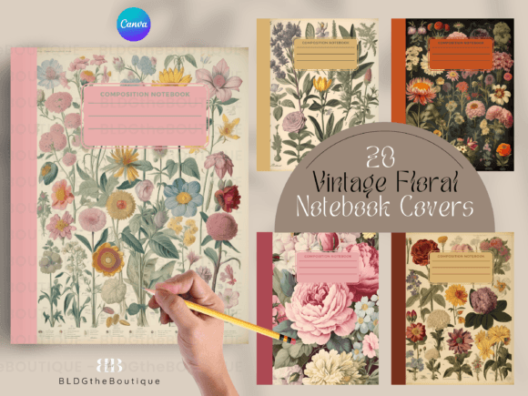 Download Vintage Floral Notebook Cover KDP PLR - Vintage Collection