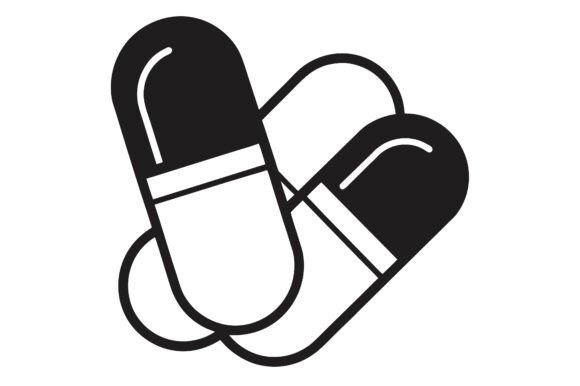 Download Medicine Capsules Black Line Art - Line art Collection