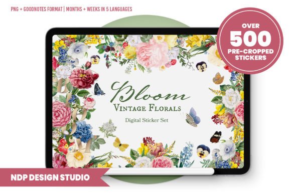 Download Vintage Florals Digital Planner Stickers - Stickers Collection