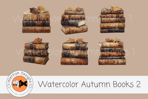 Download Watercolor Vintage Autumn Books 2 - Vintage Collection