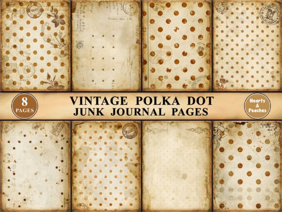Download Vintage Polka Dot Junk Journal Pages - Vintage Collection