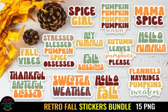 Download Retro Fall Stickers Bundle I Fall PNG - Stickers Collection