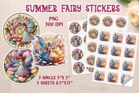 Download Cute Fairy on Flower Printable Stickers - Stickers Collection