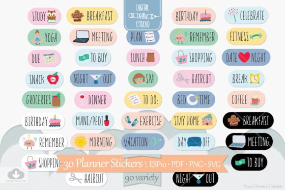 Download Planner Stickers | DIY Digital Printable - Stickers Collection