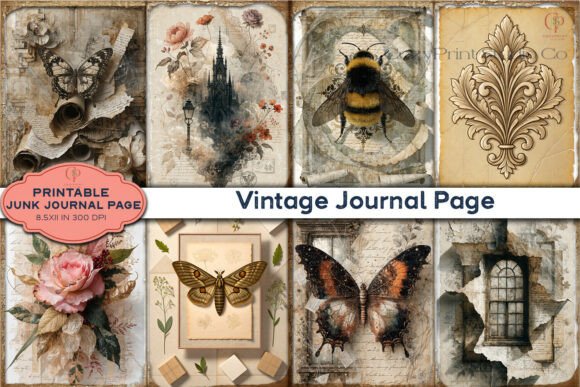 Download Vintage Journal Collage Pages - Vintage Collection