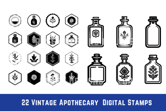 Download Vintage Apothecary Digital Stamp Icons - Vintage Collection