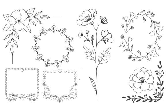 Download Set of Elegant Black Line Art Frames - Line art Collection