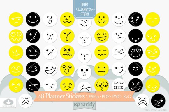 Download Planner Stickers Yellow Emojis Smiley - Stickers Collection