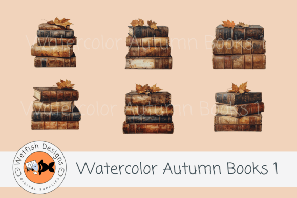 Download Watercolor Vintage Autumn Books 1 - Vintage Collection