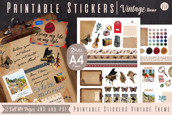 Download Printable Stickers Vintage Theme - Stickers Collection