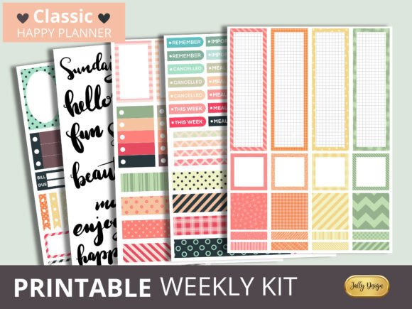 Download Retro Colored Happy Planner Stickers - Stickers Collection